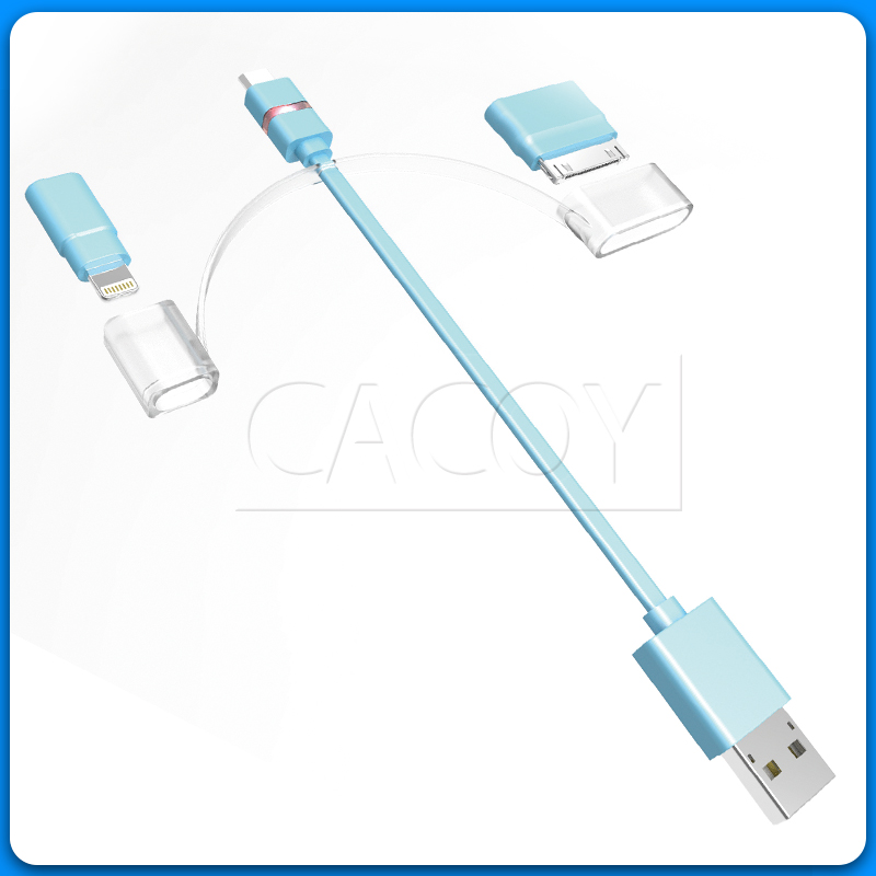 3 in 1 retractable cable with LED for iOS / iPhone4 and android